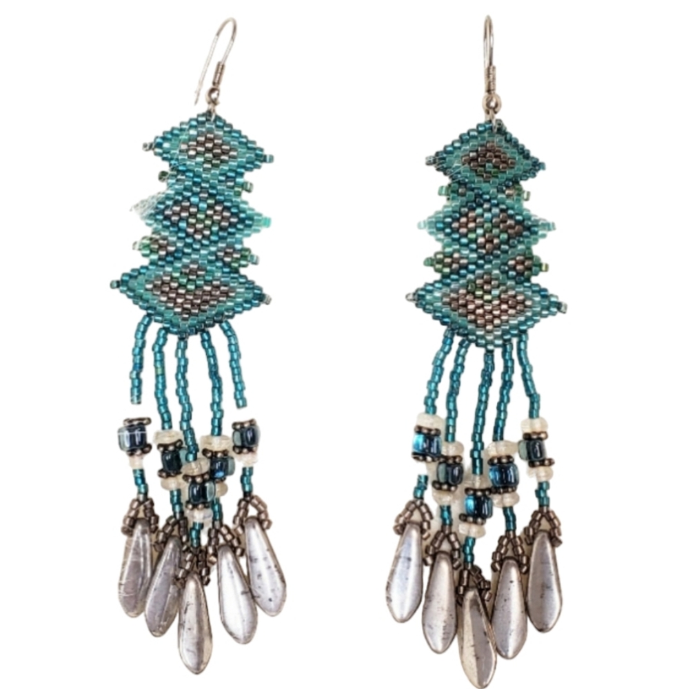 NWOT Hand beaded earrings